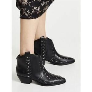 Sam Edelman Brian Studded Leather Ankle Boot US 7.5 Black Cowboy Cowgirl Western